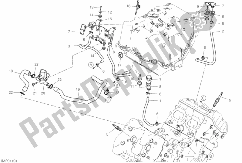 Tutte le parti per il Sistema Di Aria Secondaria del Ducati Superbike Panigale V4 Speciale USA 1100 2019